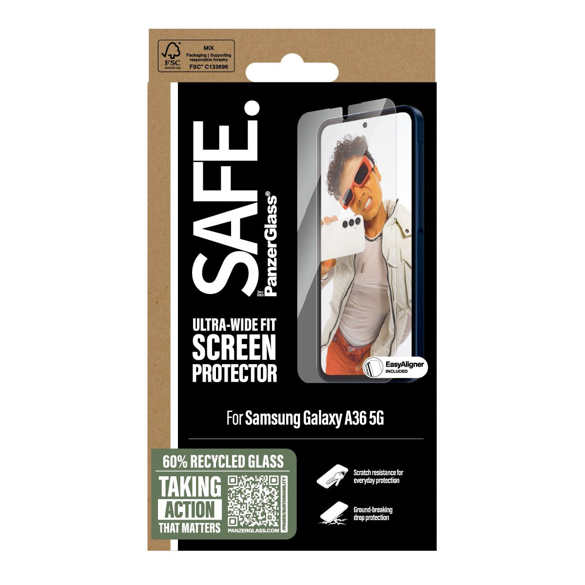 SAFE. by PanzerGlass® Displayschutz Samsung Galaxy A36 5G | Ultra-Wide Fit w. Aligner